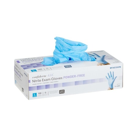 Mckesson Confiderm 4.5C, Disposable Gloves, Nitrile, Powder-Free, L, 1000 PK, Blue 14-658C